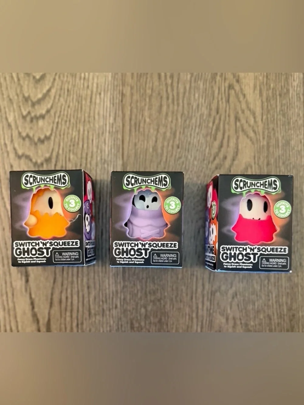 New 3 Scrunchems Switch 'N' Squeeze Ghost Squishies NIB Viral Halloween